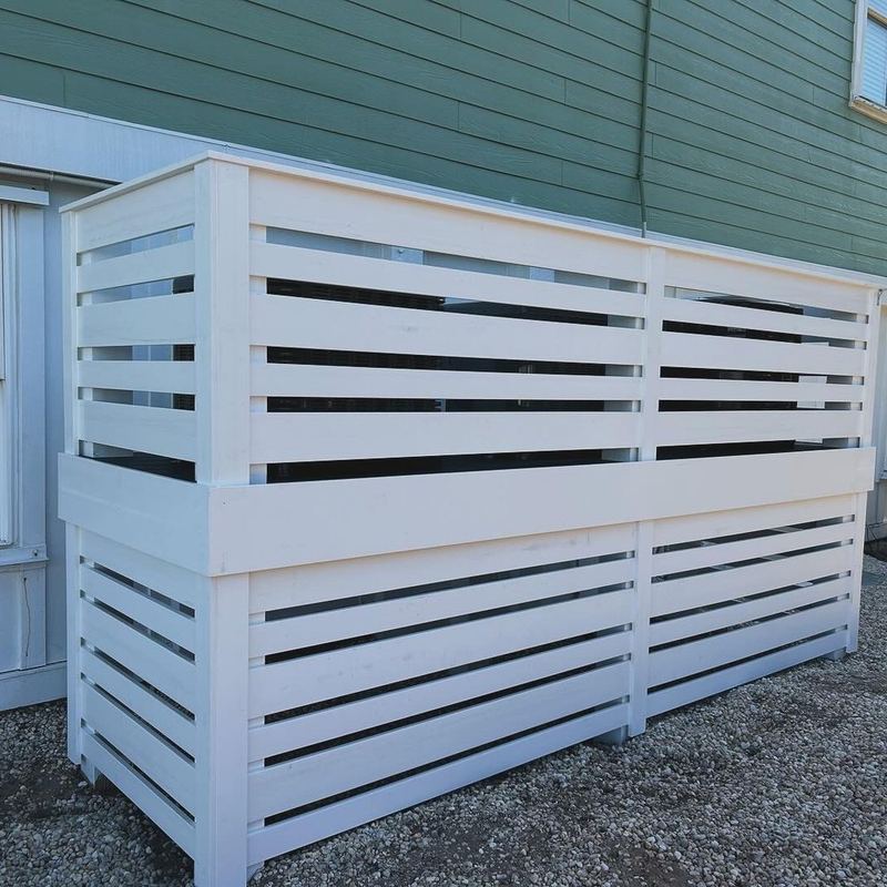 Custom white slatted utility screen